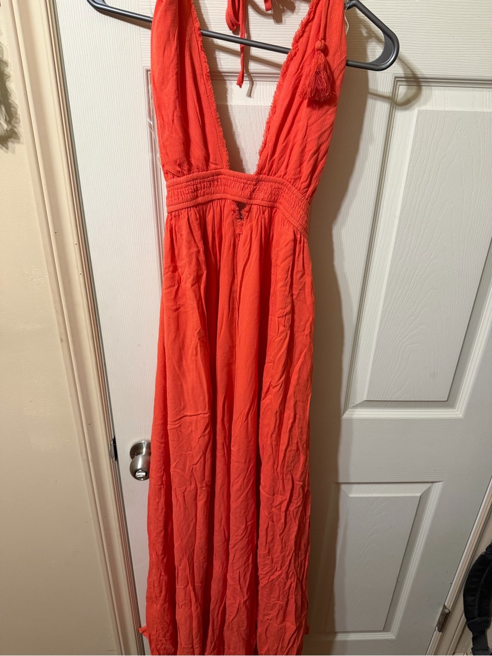 Fashion Nova Coral Halter Maxi Dress